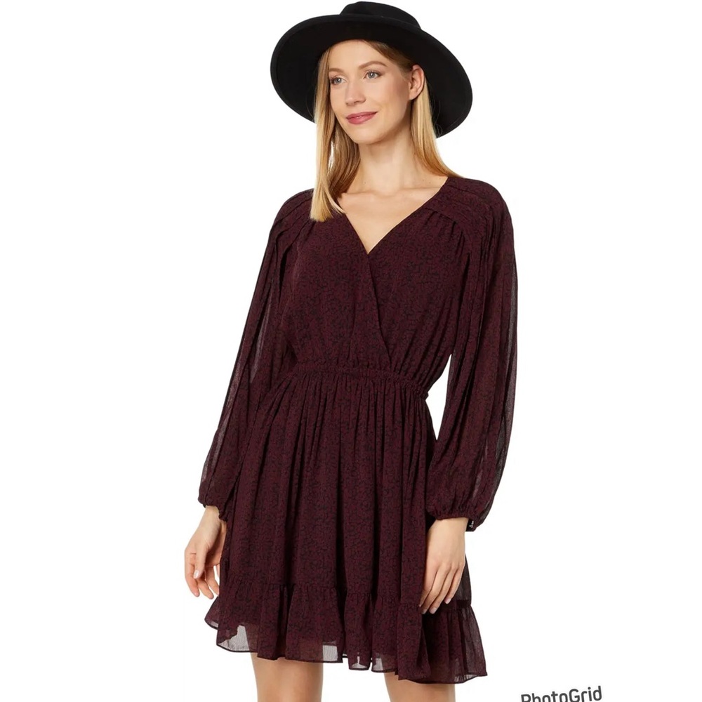 NWT Madewell Starr Pleated Sleeve V-Neck Retro Mini Dress